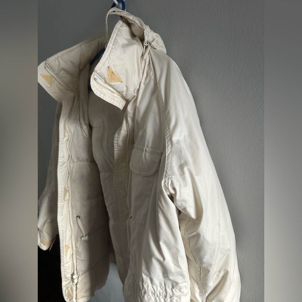 Vintage 90s Eddie Bauer Goose Down Jacket Parka Coat Tan/Beige Mens medium